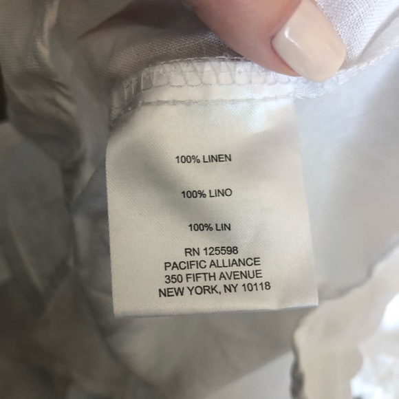 New ellen Tracy white linen button down shirt size small short sleeve blouse - Picture 6 of 9